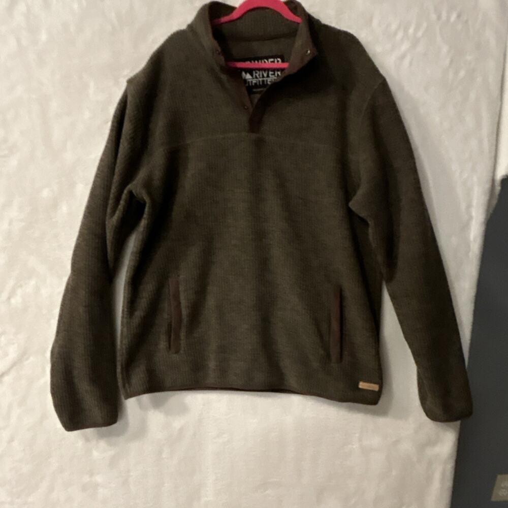 Powder River Outfitters Waffle-Knit Brown Pullover Mock Neck Sweater Men's XXL